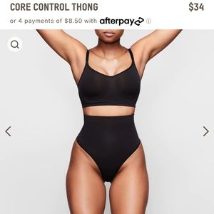 SKIMS CORE CONTROL THONG in Black Size Small/Medium